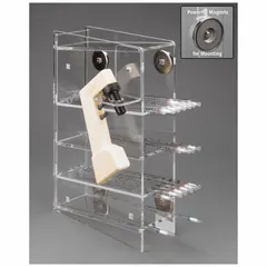This clear acrylic pipette holder is designed for wall mounting to organize and store serological pipettes in laboratory settings. It accommodates up to four pipettes, keeping them accessible and secure while reducing clutter. Overall height is 16 inches, length is 11 inches.
