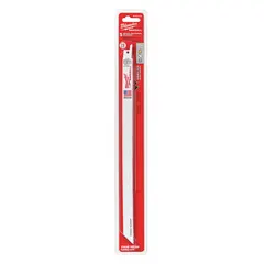 This 5-pack of general purpose reciprocating saw blades features a blade length of 12 inches and thickness of 0.04 inches. The 10/14 variable teeth per inch design enables straight cuts in a variety of materials. Suitable for demolition, plumbing, and electrical applications requiring clean, straight cuts.