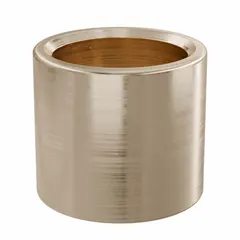Lubricated general purpose metallic sleeve bearing made from SAE 841 bronze. Features a 7/16 in bore, 9/16 in OD, and 1/2 in length. Suitable for rotating or oscillating shafts in industrial machinery, conveyors, and pumps. Operating temperature range -35°F to 300°F. Sold in a pack of 10.