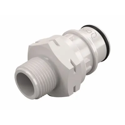 CPC Quick Connection Coupling: Straight, 1/2 in Pipe Size, Quick-Disconnect Coupler x BSPT - Polysulfone Quick-Disconnect Tube Fittings