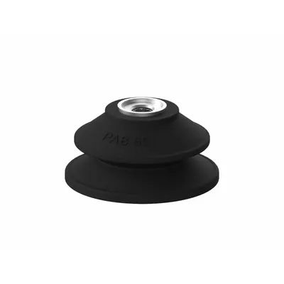 PIAB Vacuum Pad: Bellows, w/o Adapter, 60 mm Pad Dia, Nitrile/PVC, Black, 60A - Bellows Type Automotive Industry Vacuum Pad Assemblies