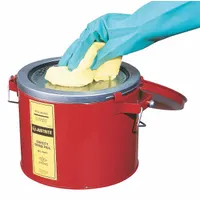 JUSTRITE Bench Can: 1 1/2 gal Capacity, Powder Coated Steel, Red (MPN 10471)