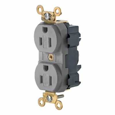 LEVITON Plugs and Receptacles: Duplex, 5-15, Gray, 125V AC, 15 A, 2 Pole / 3 Wire (MPN M5262-SGG) - General Purpose Receptacles