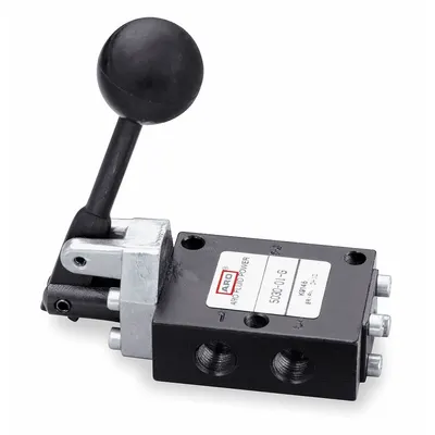 ARO Manual Air Control Valve: 50, Four-Way / Two-Position, Lever, Black - ARO 50 Series Manual Air Control Valves