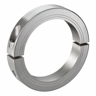 RULAND MANUFACTURING Shaft Collar: 2-Piece, Metric, Round, Clamp-On, 80 mm Bore Dia - Stainless Steel Shaft Collars