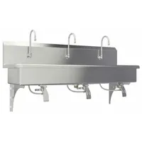 SANI-LAV Wash Station: 3 Stations, 8 in Bowl Dp, 57 in Bowl Lg, 16 1/2 in Bowl Wd, Faucet Included (MPN 56W1-0.5)