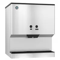 This HOSHIZAKI ice and water dispenser features a push-button operation and a 200 lb ice storage capacity. It dispenses both ice and chilled water, suitable for commercial kitchens, break rooms, and hospitality settings. Dimensions are 36 3/8 in width, 30 in depth, and 28 in height