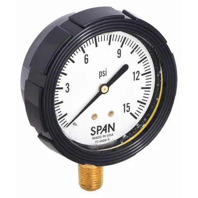 SPAN LFS-210-15-G-KEMX Dial Pressure Gauge with Freeze- & - Dial Pressure Gauges with Freeze- & Clog-Resistant Internal Seal