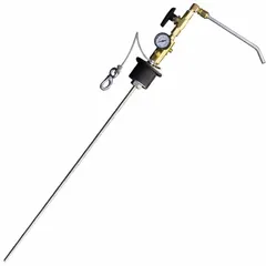 This manual withdrawing device is used to transfer liquid cryogen from dewar tanks. It is constructed of rubber and features an overall height of 32 inches and an overall length of 8 inches. Compatible with tanks for cryogenic applications.