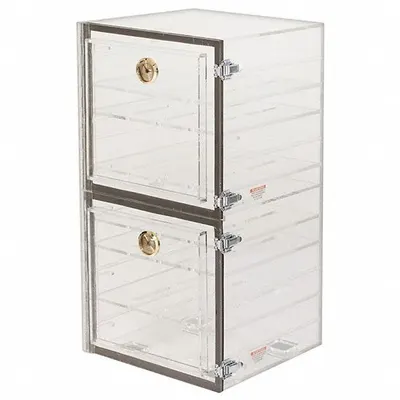 PLAS-LABS Acrylic Desiccator with Gas Port: Rectangular, 1.8 cu ft Capacity, Acrylic - Non-Vacuum Desiccators