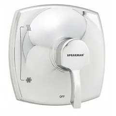 Shower trim kit for use with CPV-P-IS Speakman shower valves. Includes a square plastic trim plate with chrome finish and a zinc handle. Provides a finished wall appearance for valve installations.