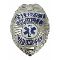 HEROS PRIDE Metal Badge: Emergency Medical Services, 3/4 in, Silver, Metal, Pin and Safety Catch (MPN 4183N)