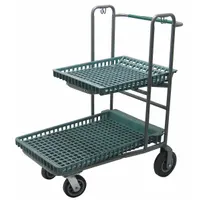 R.W. ROGERS Utility Cart: 600 lb, 2 Shelves, 37 in L x 22 in W Self, Flat, (2) Rigid/(2) Swivel (MPN RWR-PRE-880G)