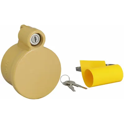 JENDYK King Pin Lock: Gold, Powder Coated, (2) Keys/Lock/Tie Strap/Yellow Flag - Kingpin Locks