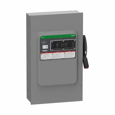 SCHNEIDER Safety Switch: Fusible, 200 A, Three Phase, 600V AC/DC, Galvanized Steel - Fusible Safety Switches