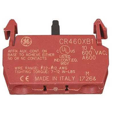 GE Auxiliary Contact Block: 1NO/1NC, 10 A Max Current (AC), Front Mount - GE Auxiliary Contacts