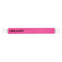 ID Wristband: Limb Alert, 10 in Overall Lg, 1 in Overall Wd, Tyvek®, Pink, 500 PK (MPN ALR-TA-07)