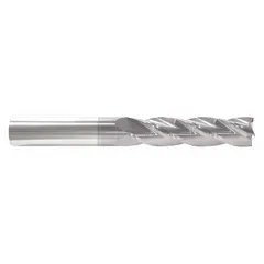 General purpose carbide square end mill with TiCN coating for increased tool life and higher cutting speeds. Four flutes provide efficient chip evacuation. Suitable for slotting, profiling, and contouring in steel, stainless steel, and cast iron. Mill diameter: 5/32"; length of cut: 1-1/8"; overall length: 3".