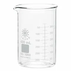 Low Form Glass Beaker, 400 mL, Borosilicate Glass, Type I, Colorless