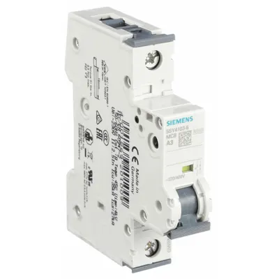 Siemens Supplementary Protector: 3 A Amps, 72V DC, 10kA at 230/400V AC, Screw Clamp - A-Curve, 1-Pole UL1077 DIN Rail-Mount Supplementary Protectors