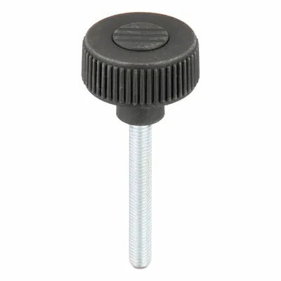 KIPP Hand Knob: Knurled, Plastic w/ Steel Thread, M8 Thread, 60 mm Thread Lg - Knurled Knobs with Threaded Stud