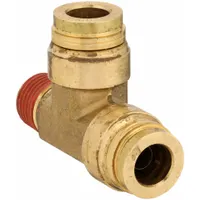 Push-Fit Tee Fitting: 3/8 in OD x 1/4 in Pipe Fitting Size, Push-to-Connect x Push-to-Connect x MNPT (MPN VS171PTCNS-6-4)