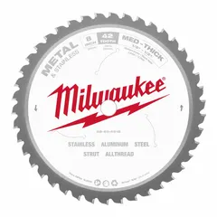 This 8-inch diameter carbide circular saw blade is designed for cutting ferrous metals. With 42 teeth and a 0.07-inch cut width, it is suited for metal fabrication, construction, and maintenance tasks requiring precise cuts in steel.