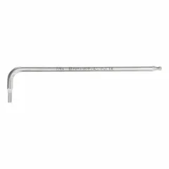 SAE hex key with 7/64 in tip size and 4 in long arm, made of stainless steel with satin finish. Suitable for tightening or loosening hex socket fasteners at an angle in maintenance and assembly tasks.