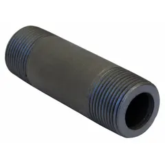 This Schedule 160 high pressure pipe nipple is made of black steel with male NPT threads on both ends. It measures 10 inches in length and is designed for use in industrial piping systems requiring high pressure ratings. Manufactured in the USA.