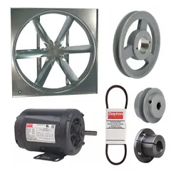 Unassembled belt-drive panel supply fan with a 30-inch blade delivering 10,078 cfm. Powered by a 3/4 hp, 3-phase open dripproof motor rated for 208-230/460V AC. Suitable for general ventilation in industrial and commercial spaces to supply fresh air or exhaust heat, fumes, and dust.