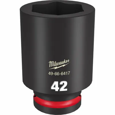 MILWAUKEE Deep Impact Socket: 3/4 in Drive Size, Metric, 42 mm Socket Size, 6-Point - 3/4" Drive Impact Sockets