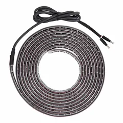 This flat, flexible LED strip light operates on 12.8V DC and emits red light. It is rated IP68 for protection against dust and water ingress, making it suitable for surface-mounted accent or task lighting in demanding environments. Electrical connection is via bullet connectors.