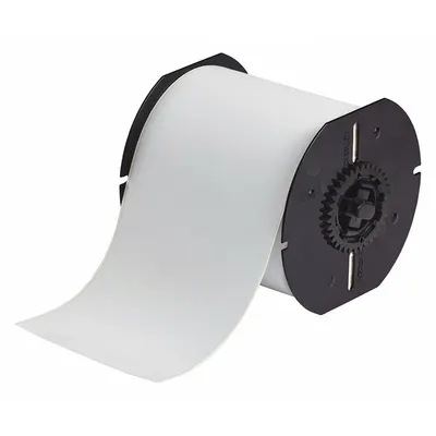 BRADY Continuous Label Stock: 4 in x 130 ft, Polyester, Gray (Matte) - Brady Thermal Transfer Continuous Label Rolls