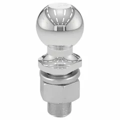 Steel hitch ball with chrome finish, 2-5/16 in diameter, rated for 15,000 lb gross vehicle weight. Used for towing trailers, boats, and equipment in heavy-duty applications.