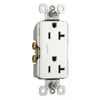 LEGRAND Receptacle: Duplex, 5-20, White, 125V AC, 20 A, 2 Pole / 3 Wire (MPN TR26352RW)