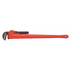 Straight pipe wrench with serrated steel jaw, 6-inch jaw capacity, and 48-inch overall length. Designed for gripping and turning large-diameter pipes and fittings in plumbing, industrial maintenance, and construction applications.