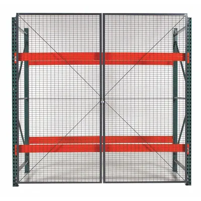 WIRECRAFTERS Door Kit: 1 Bays, 96 in x 1 1/4 in x 96 in, 10 ga, Steel, Powder Coated - Wire Mesh Hinged-Door Kits for Pallet Rack Enclosures
