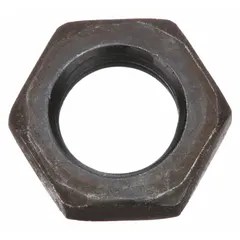 M10-sized hex, lock and arbor nut for securing components in industrial machinery, power transmission, and material handling equipment. Suitable for threaded fastening applications requiring a reliable M10 connection.