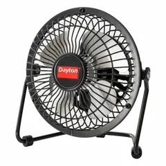 This compact fan features a 4-inch blade and delivers 37 cfm of airflow. It is a non-oscillating, single-speed cradle-style fan powered by USB at 5V DC. Suitable for localized air circulation in industrial or commercial settings, such as cooling small equipment or workstations.
