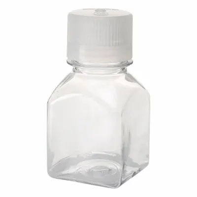 NALGENE Graduated Bottle: 125 mL, 4 fl oz, Polycarbonate, Colorless - Polycarbonate Rectangular Lab Bottles