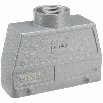 HARTING Rectangular Connector Hood: Size 24 B, Top, Single-Entry, PG29 Cable Entry - Hoods for Rectangular Connectors
