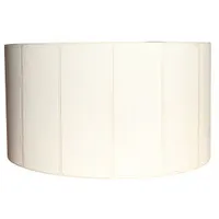 White matte direct thermal label with permanent adhesive, perforated for easy separation. Designed for desktop barcode printers, suitable for general industrial labeling tasks such as asset tagging, inventory management, and shipping labels
