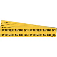 Pipe Marker: Low Pressure Natural Gas, Yellow, Black, Fits 3/4 to 2 3/8 in Pipe O.D., 5 PK (MPN 7177-4-PK)
