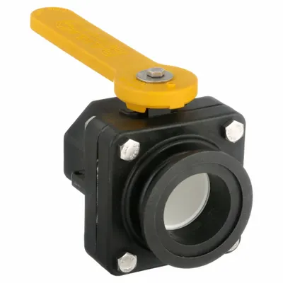 BANJO Manual Two-Way Ball Valve: 2 in, Polypropylene, Straight, Manifold Flange x FNPT - Polypropylene Ball Valves
