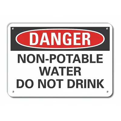 LYLE Plastic Potable Water Danger Sign: Plastic, Mounting Holes Sign Mounting - Danger: Non-Potable Water Do Not Drink Signs