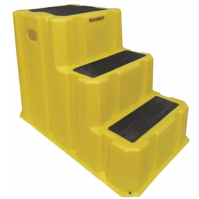 DPI NST3-14 Plastic Box Step Stool, 3 Steps, Yellow, 500 lb Capacity - Box Step Stools