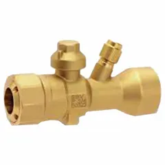 1/2 in male push-to-connect refrigeration ball valve with access port, no relief port. Rated for 870 psi and A2L compatible. Used for isolating refrigerant flow in HVAC and refrigeration systems.