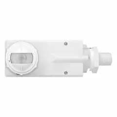 Passive infrared (PIR) fixture-mount occupancy sensor for automatic lighting control in commercial and industrial spaces. Operates at 120 to 277V AC with a load rating of 6.7A at 120V AC for LED/electronic ballast, fluorescent, resistive, and tungsten loads. Provides maximum coverage area of 8,250 sq ft.