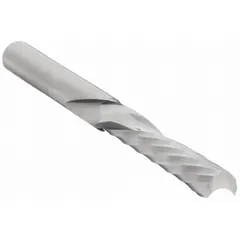 Solid carbide spiral O-flute downcut router bit designed for routing hard plastics. The downcut geometry forces chips downward, producing a clean top edge and reducing melting. Suitable for CNC and hand-router applications in plastic fabrication.
