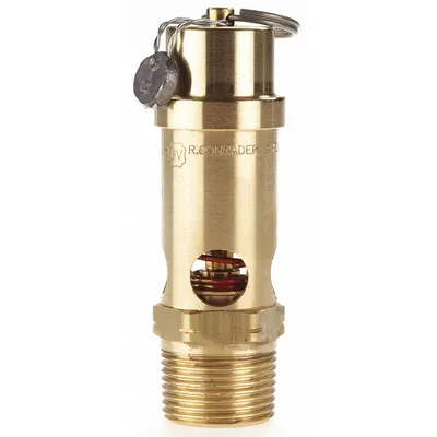 CONRADER Safety Valve: Soft Seat, 3/4 in (M)NPT Inlet (In.), 125 psi Preset Setting (PSI) - Soft Seat Pneumatic Safety Valves